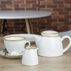 Olympia Kiln Cappuccinotassen Kreideweiß 23cl (6 Stück)