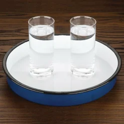 Olympia rundes Serviertablett weiß-blau 32cm