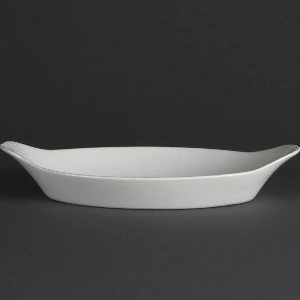 Olympia Whiteware ovale Gratinschalen weiß 29 x 16,6cm (6 Stück)