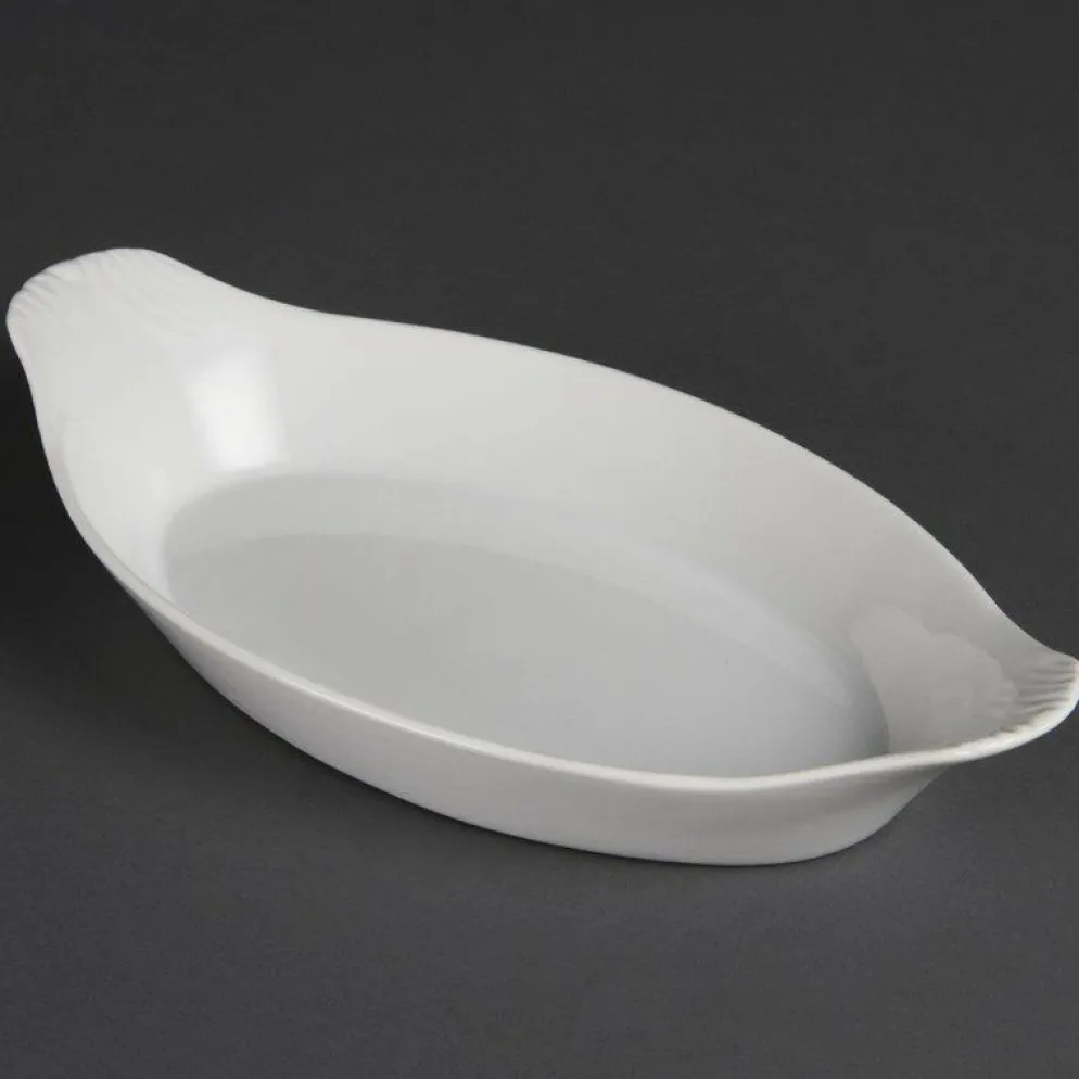 Olympia Whiteware ovale Gratinschalen weiß 29 x 16,6cm (6 Stück)