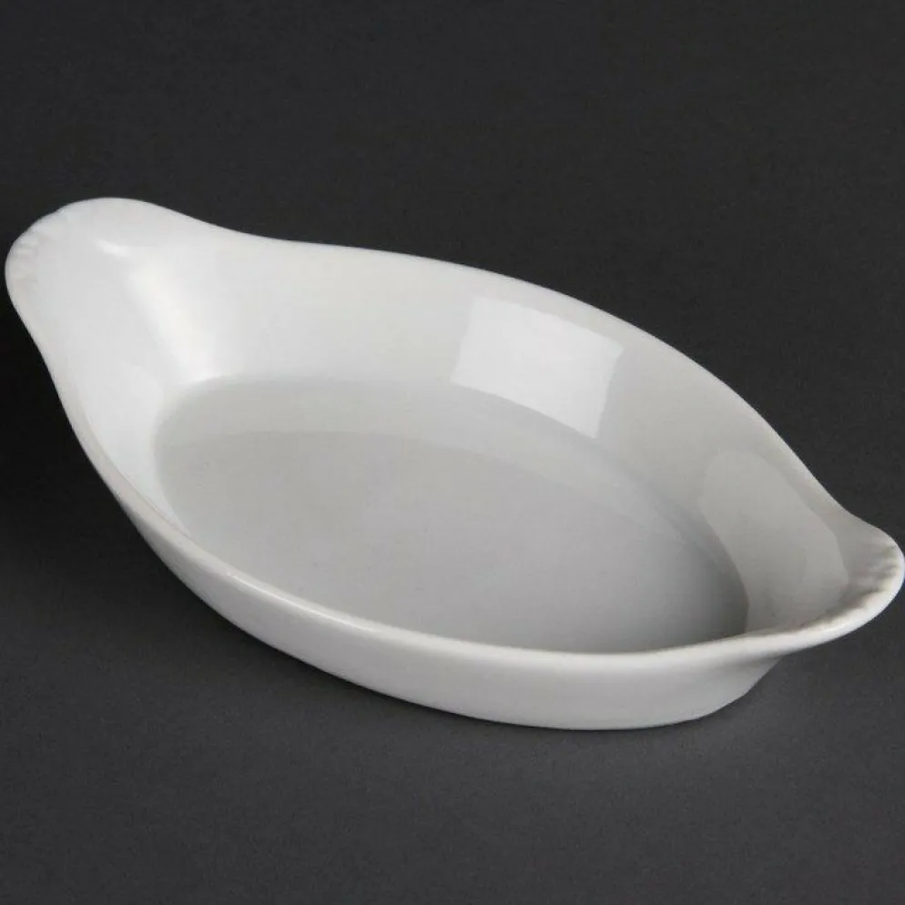 Olympia Whiteware ovale Schale mit Griffen 20,5cm (6 Stück)