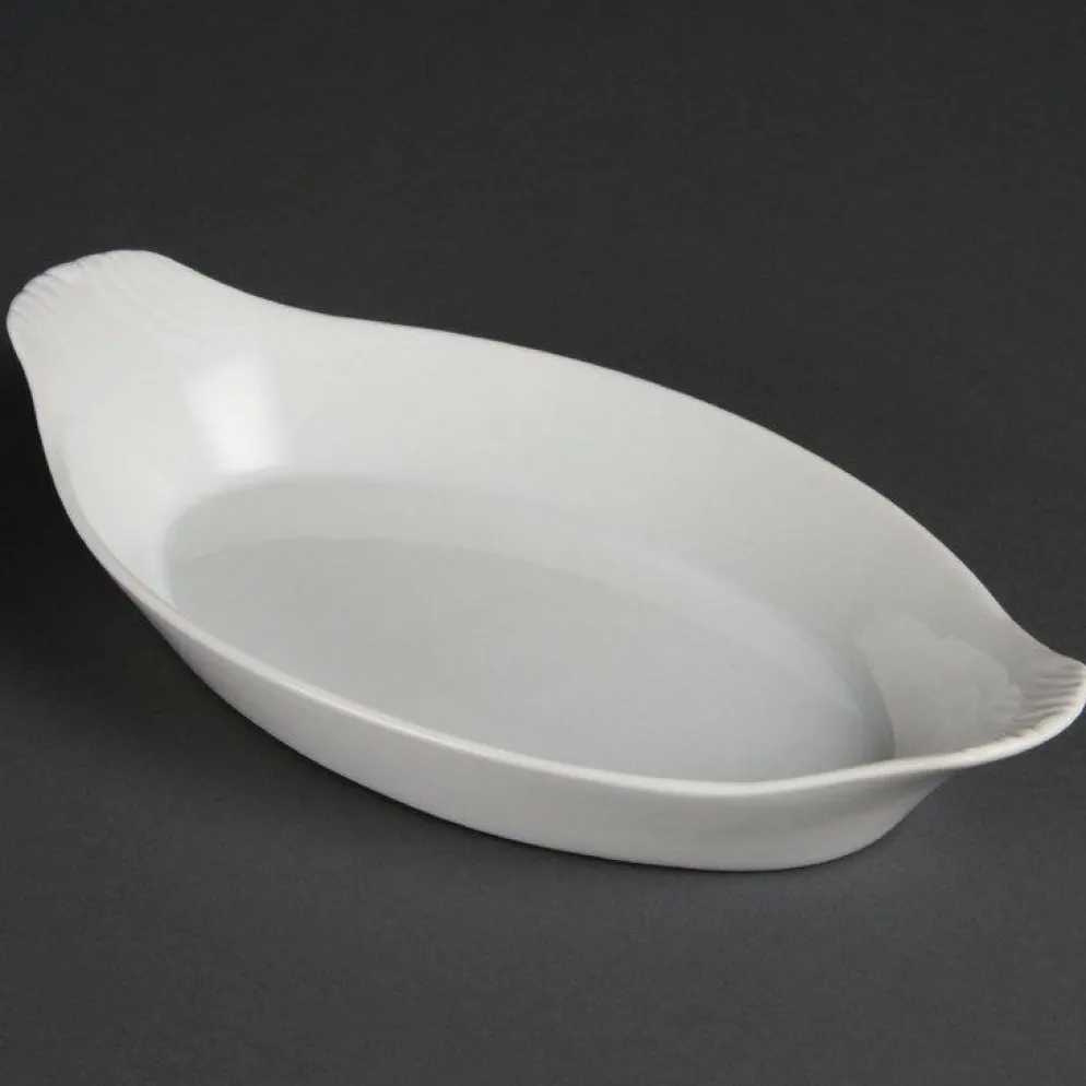 Olympia Whiteware ovale Schale mit Griffen 32cm (6 Stück)