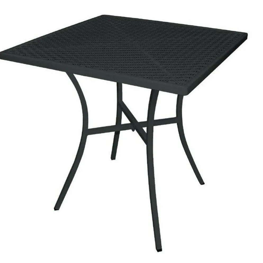 Outdoor Tisch KRISTA 145 eckig aus Stahl Schwarz, 70x70x71cm