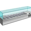 Pizzakühlaufsatz mit Glasaufsatz 7x 1/4 GN | 1600x335x460 mm