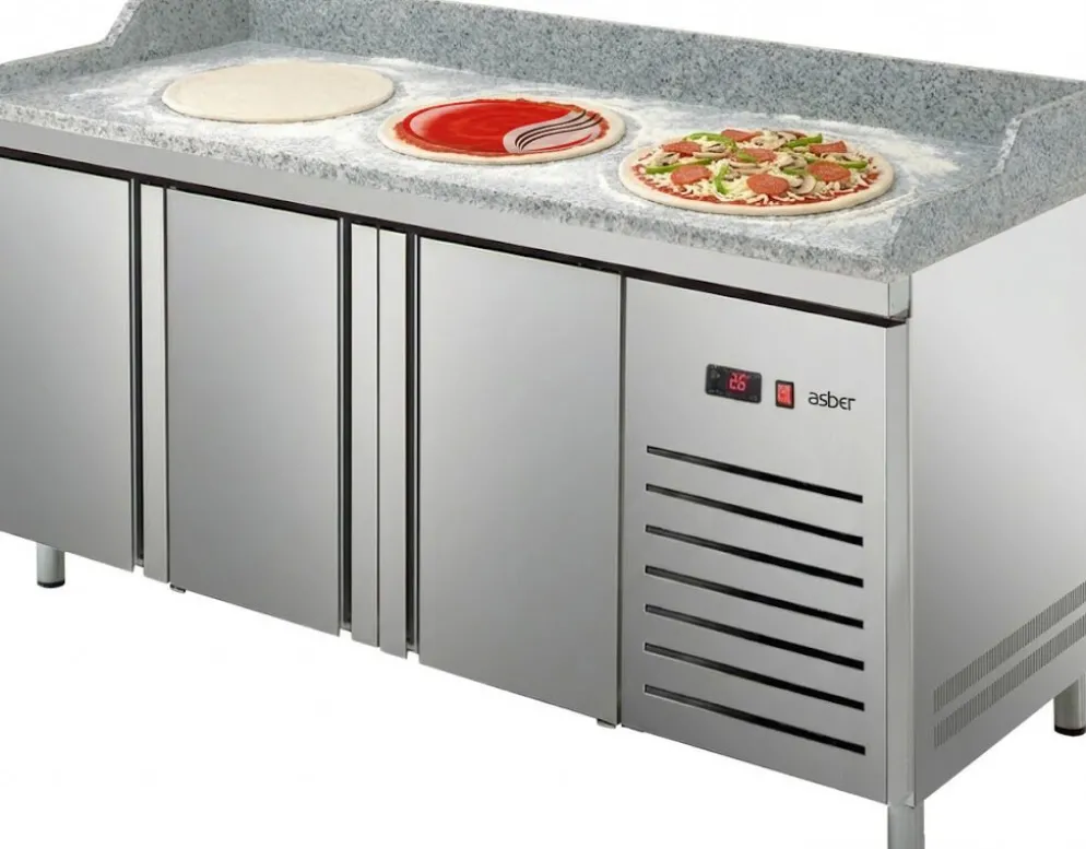 Pizzakühltisch Pizza PKT 3000, 3 Türen 600x400mm, Breite 2017mm