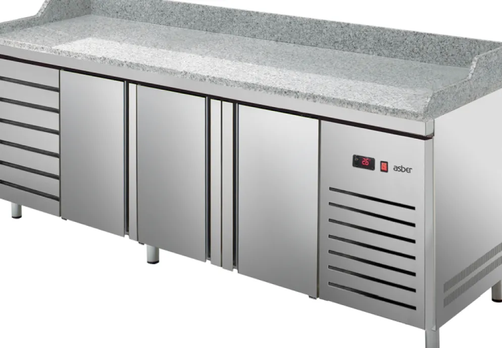 Pizzakühltisch Pizza PKT 3007 3 Türen und 7 Teigschubladen, Breite 2540mm