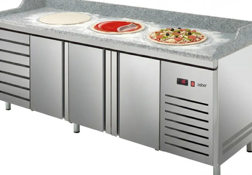 Pizzakühltisch Pizza PKT 3007 3 Türen und 7 Teigschubladen, Breite 2540mm