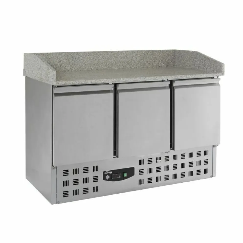 Pizzatisch Compact Line – 3 Türen, 230 Liter, Breite 1400mm