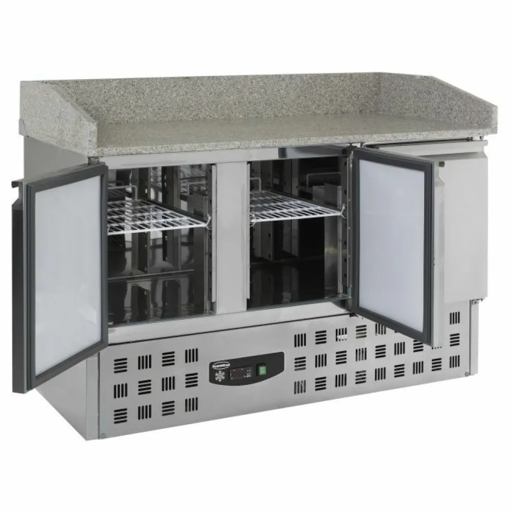 Pizzatisch Compact Line – 3 Türen, 230 Liter, Breite 1400mm