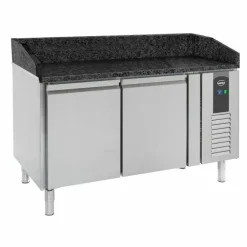 Pizzatisch mit 2 Türen, schwarze Granit-Arbeitsplatte, Breite 1510mm