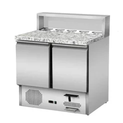Pizzatisch Pizzasaladette 2-türig, Granitarbeitsfläche, 5x GN1/6, Breite 900 mm