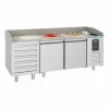 Pizzatisch Pro Line – 2 Türen, 5 Schubladen, 615 Liter, Breite 2100mm