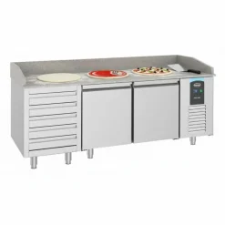 Pizzatisch Pro Line – 2 Türen, 5 Schubladen, 615 Liter, Breite 2100mm