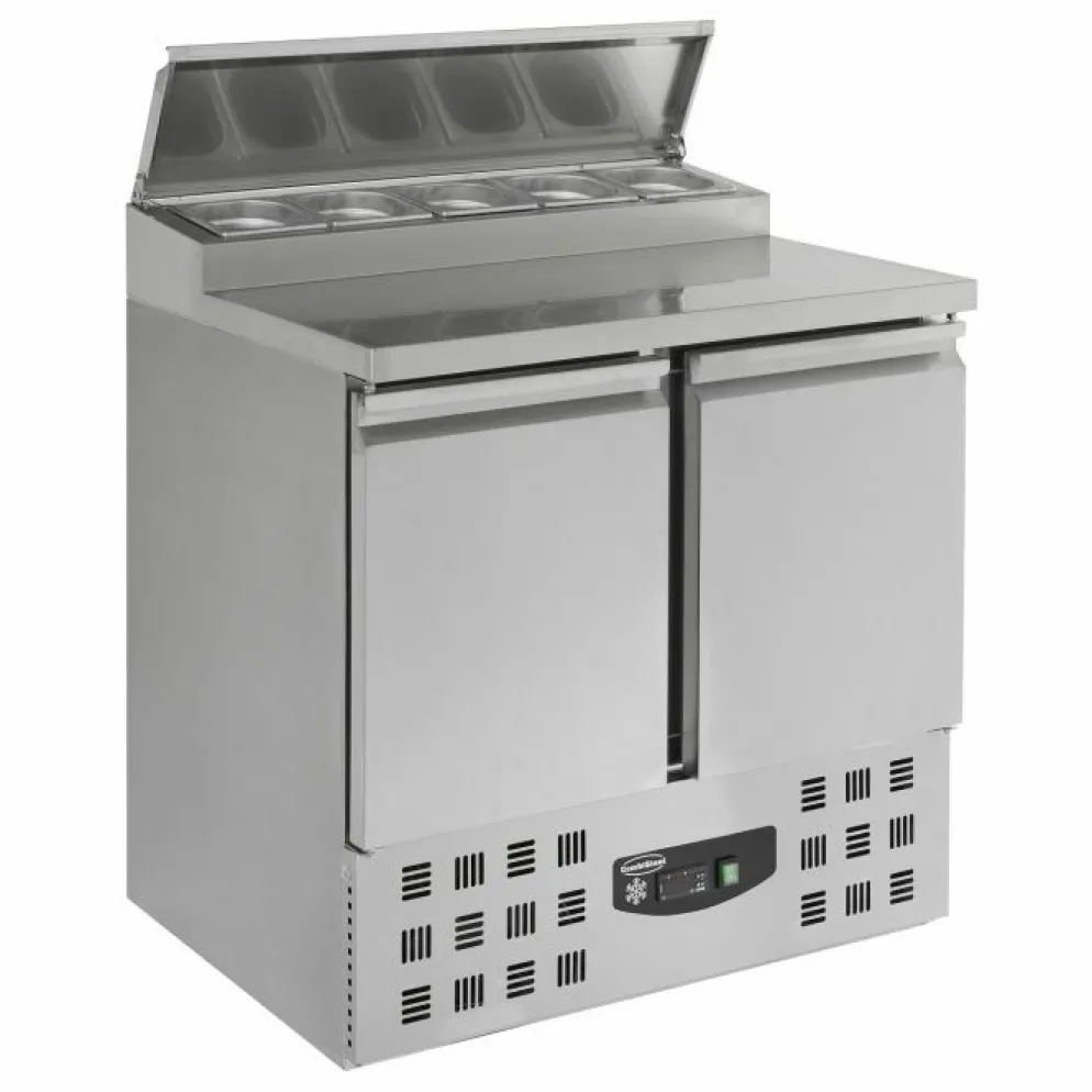 Pizzatisch Saladette mit Deckel, 2 Türen, 5x 1/6GN, Breite 903mm
