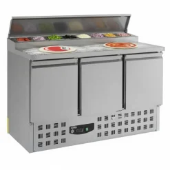 Pizzatisch Saladette mit Deckel, 3 Türen, 8x 1/6GN, Breite 1368mm
