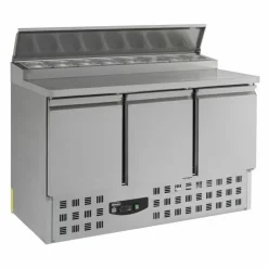 Pizzatisch Saladette mit Deckel, 3 Türen, 8x 1/6GN, Breite 1368mm