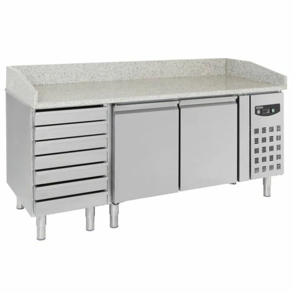 Pizzatisch Standard Line – 2 Türen, 7 Teigschubladen, Breite 2025mm