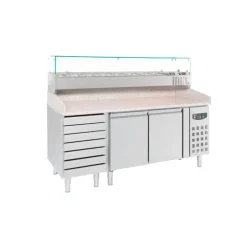 Pizzatisch Standard Line – 2 Türen, 7 Teigschubladen, Breite 2025mm