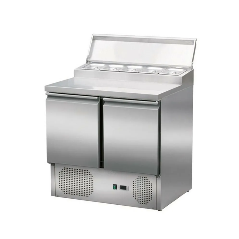 Pizzatisch Zubereitungstisch 2 Türen, Unterbaukühlung, Breite 90 Tiefe 70 cm