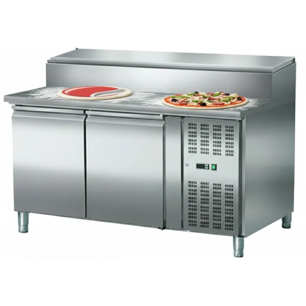 Pizzatisch Zubereitungstisch 2-türig, 7x GN1/3, Breite 1510 mm