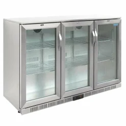 POLAR Edelstahl Barkühlschrank mit 3 Klapptüren 330L