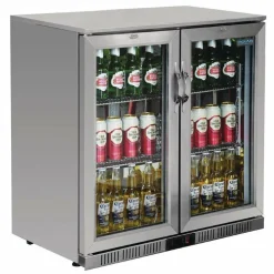 POLAR Edelstahl Barkühlschrank mit 2 Klapptüren 208L