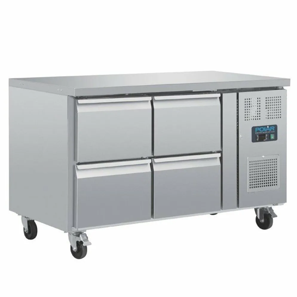 POLAR GN-Kühltisch mit 4 Schubladen 314L, 1360x700x860 mm