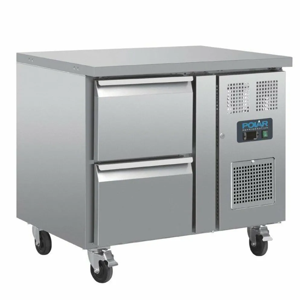 POLAR GN-Kühltisch mit 2 Schubladen 124L, 925x700x860 mm
