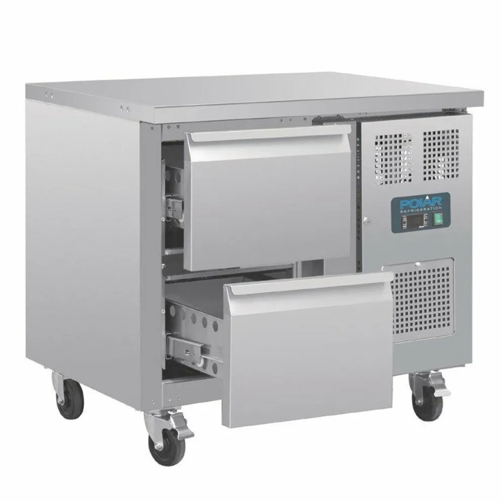POLAR GN-Kühltisch mit 2 Schubladen 124L, 925x700x860 mm