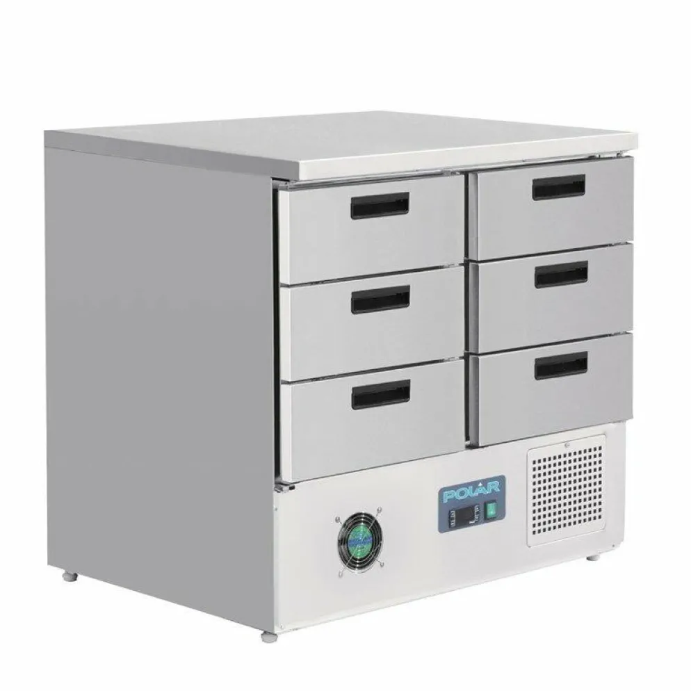 POLAR Kühltisch mit 6 Schubladen 240L, 903x700x880mm - GN1/1