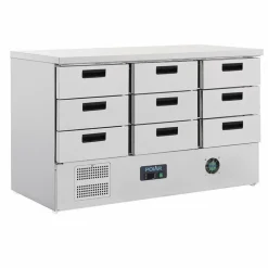 POLAR Kühltisch mit 9 Schubladen 368L, 1365x700x880mm