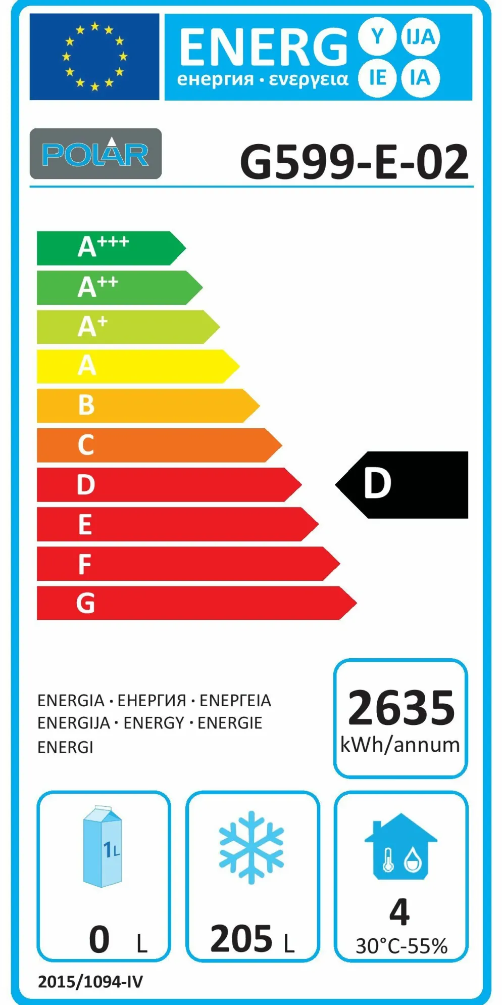 POLAR Tiefkühltisch 2-türig 282L - GN 1/1