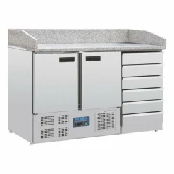 POLAR 2-türiger Pizzakühltisch mit 6 Schubladen 257L, 1420 mm
