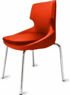 Polsterstuhl Donna orange, Metallfüße