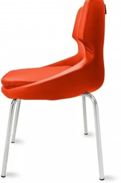 Polsterstuhl Donna orange, Metallfüße