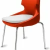 Polsterstuhl Donna orange/weiß, Metallfüße