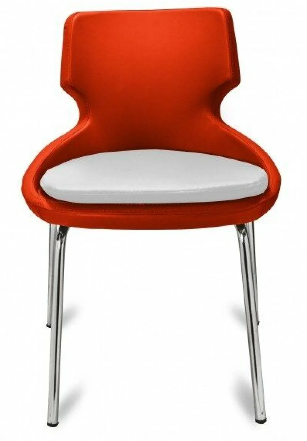 Polsterstuhl Donna orange/weiß, Metallfüße