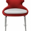 Polsterstuhl Donna rot/weiß, Metallfüße