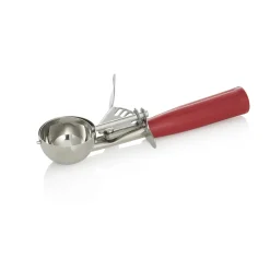 Portionierer, 20,5 cm, Ø 5 cm, roter Griff, Chromnickelstahl 18/8, Polypropylen