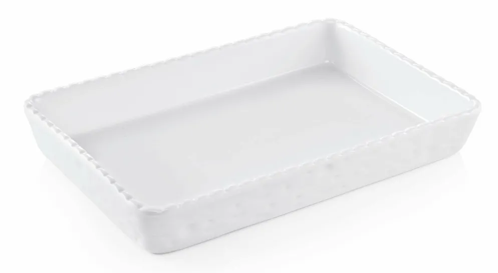 Porzellan Auflauf Backform, 40 x 25 x 5,5 cm, weiss