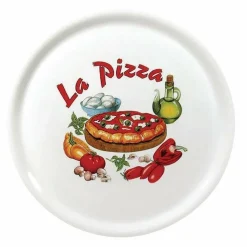 Porzellan Pizzateller mit "La Pizza" Motiv, 31cm, 6 Stück