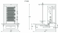 POTIS F E2 Elektro Gyrosgrill Dönergrill Kebabgrill 30 kg, Höhe 840 mm - Motor unten -