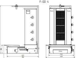 POTIS F GD4 Gyrosgrill Dönergrill Kebabgrill 70 kg, Motor unten,