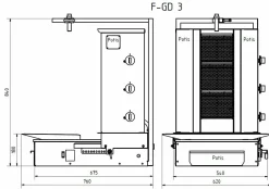 POTIS F GD3 Gyrosgrill Dönergrill Kebapgrill 40 kg, Motor unten,