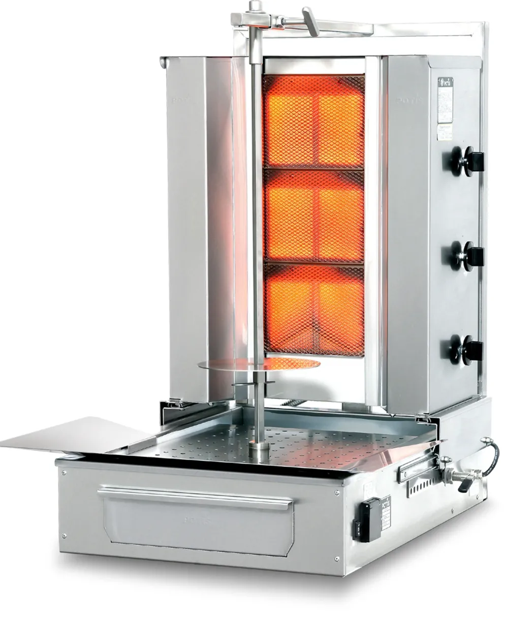POTIS F GD3 Gyrosgrill Dönergrill Kebabgrill 40 kg, Motor unten, "PROPANGAS"