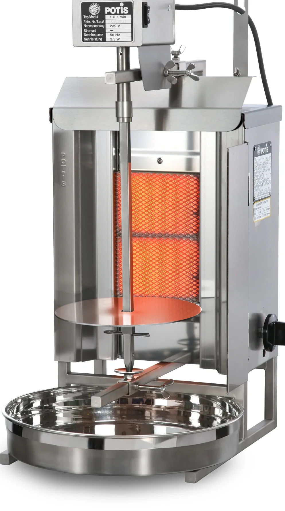 POTIS GD1 Gas Gyrosgrill Dönergrill Kebabgrill 7 kg, "PROPANGAS"