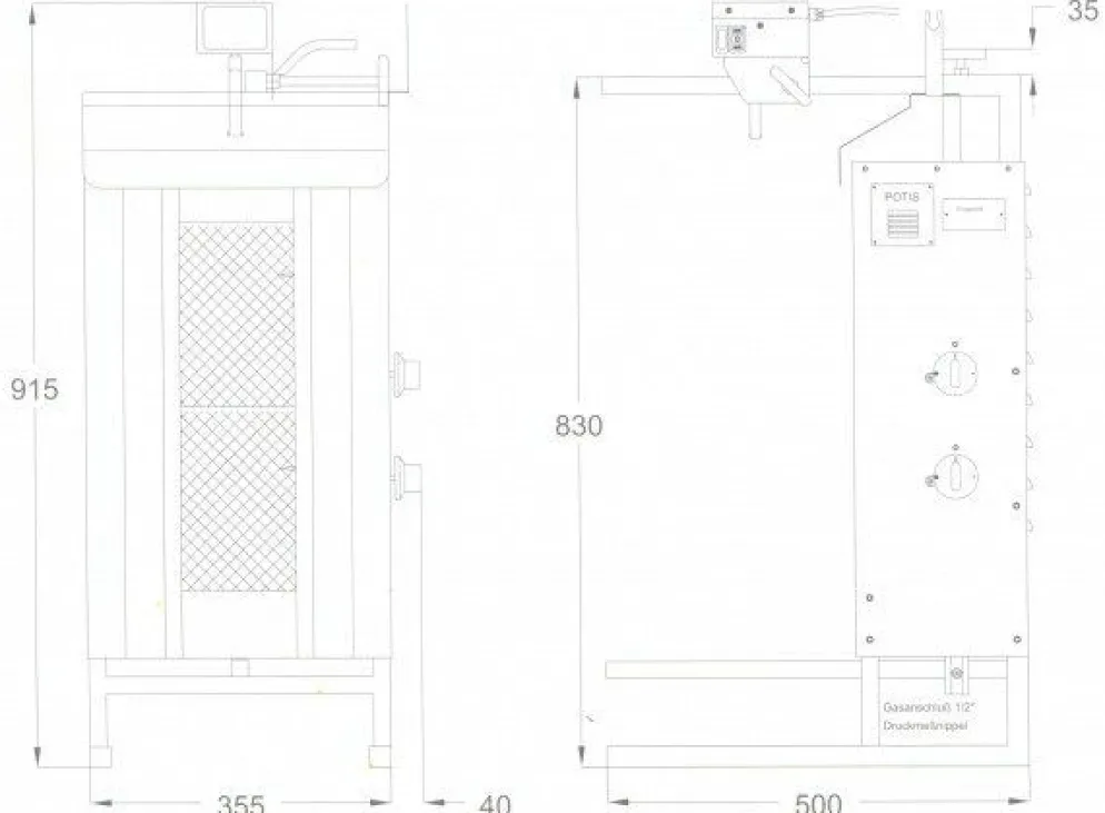 POTIS GD2 Gyrosgrill Dönergrill Kebabgrill 30 kg, "PROPANGAS"
