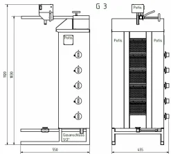 POTIS G3 Gyrosgrill Dönergrill Kebabgrill 50 kg, "ERDGAS"