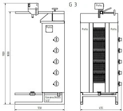 POTIS G3 Gyrosgrill Dönergrill Kebabgrill 50 kg,