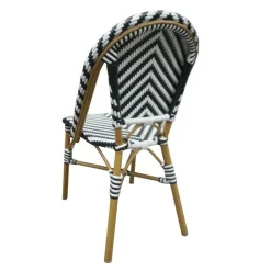 Rattan Terrassenstuhl Pariser Stil Schwarz/Weiss (2 Stück)